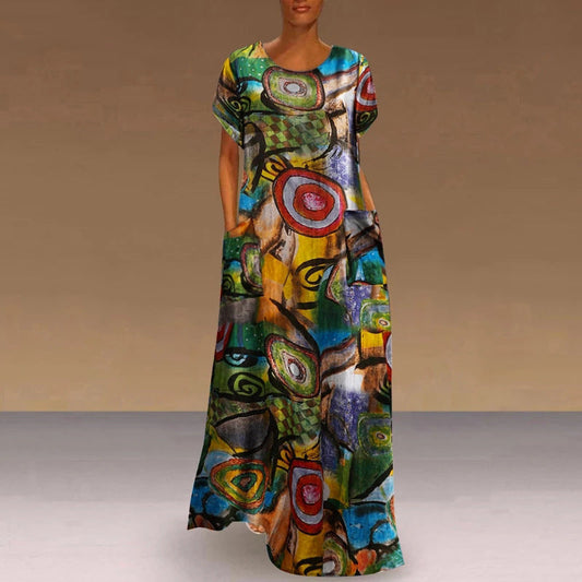 Vibrant Print Lidia Sek Swing Maxi Dress