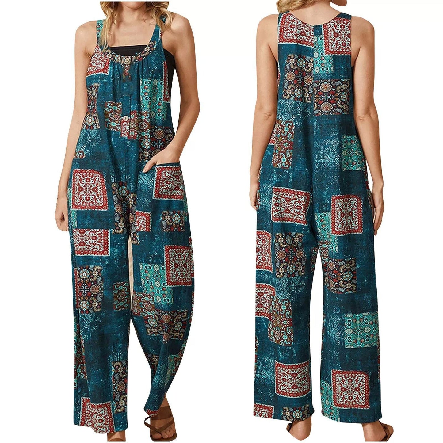 Kombinezon na co dzień Lidia Sek z nadrukiem w stylu vintage