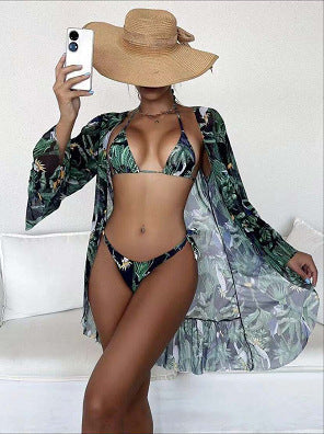 Zestaw bikini Lidia Sek z nadrukiem tropikalnym i kimonem