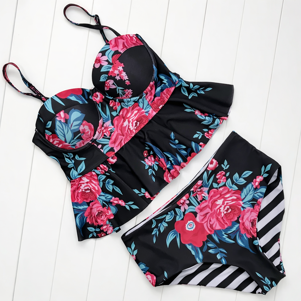 Kwiatowe bikini z wysokim stanem Lidia Sek Swimwear