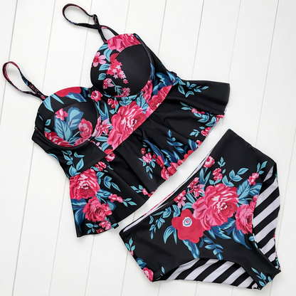 Kwiatowe bikini z wysokim stanem Lidia Sek Swimwear