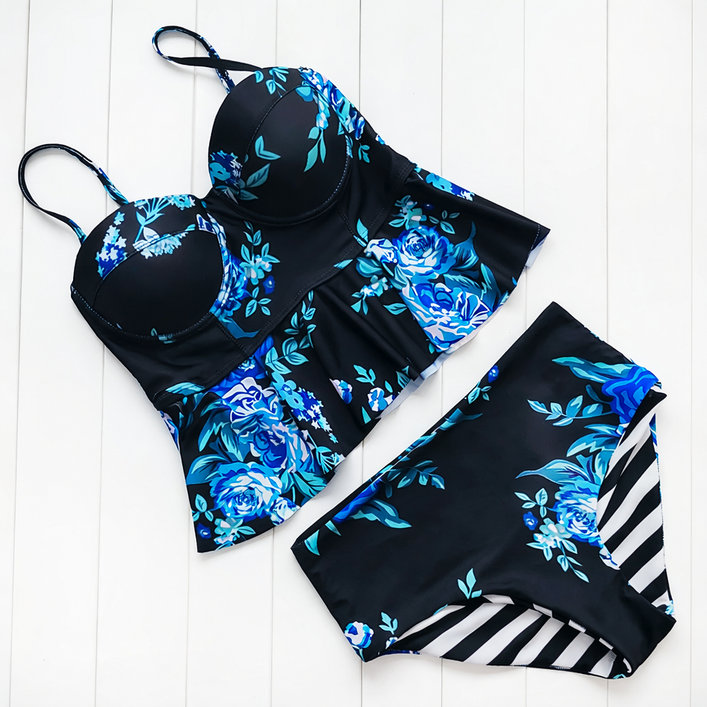 Kwiatowe bikini z wysokim stanem Lidia Sek Swimwear