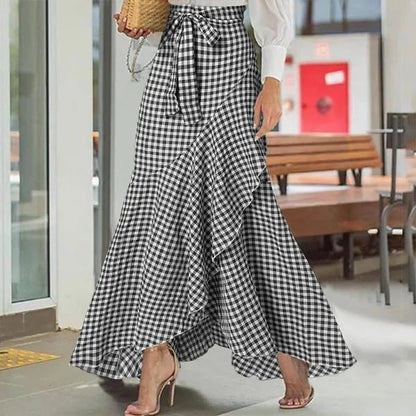 Plaid Ruffle Maxi Skirt by Lidia Sek