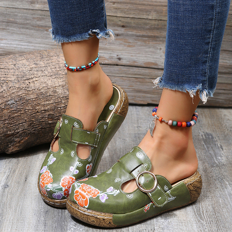 Boho Floral Lidia Sek Platform Clogs Sandals