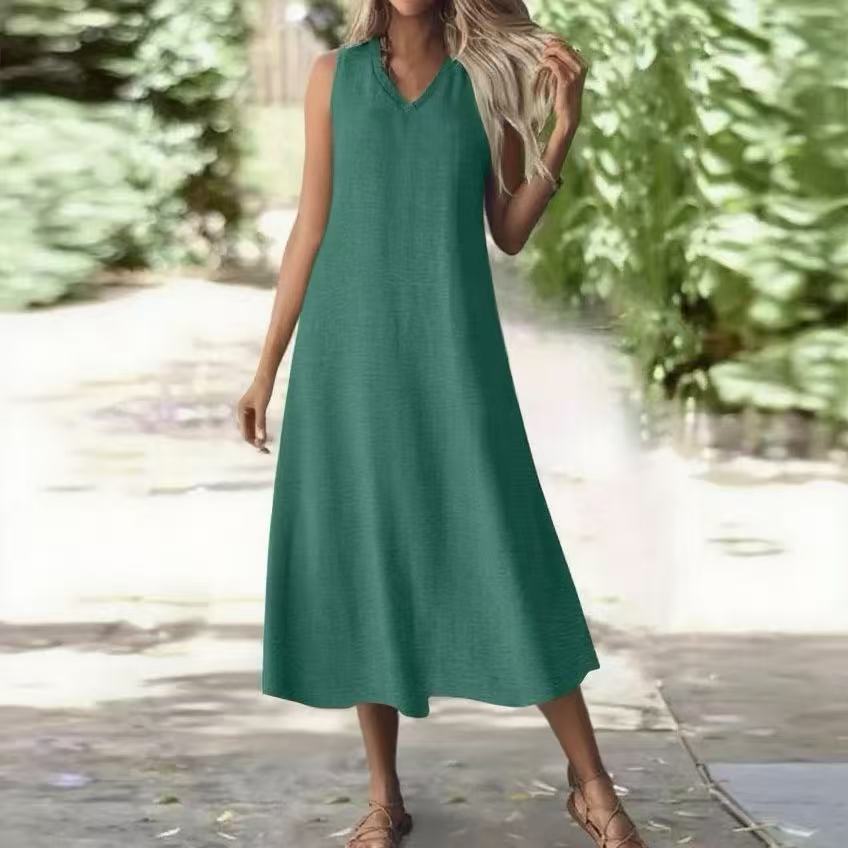 Elegancka sukienka bez rękawów z konopi Lidia Sek