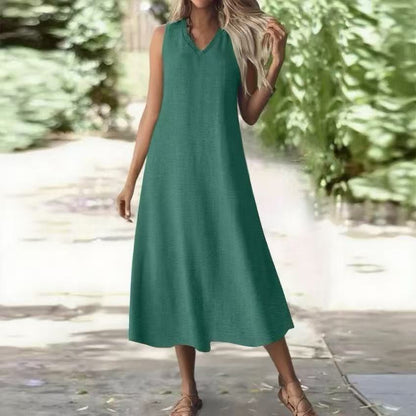 Elegancka sukienka bez rękawów z konopi Lidia Sek
