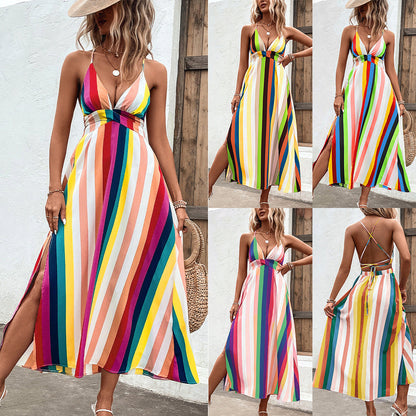 Vibrant Rainbow Stripe Dress Lidia Sek