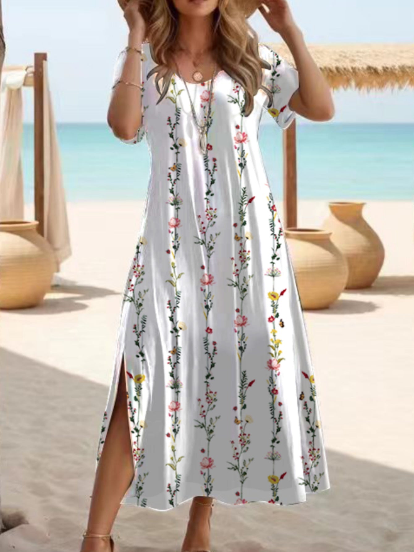 Elegancka sukienka maxi z rozcięciem od Lidia Sek