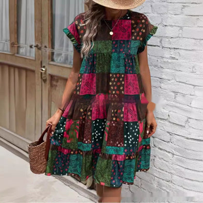 Sukienka midi Lidia Sek w stylu boho patchworkowym na lato