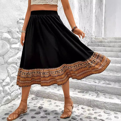 Spódnica maxi w stylu boho w kształcie litery A od Lidia Sek