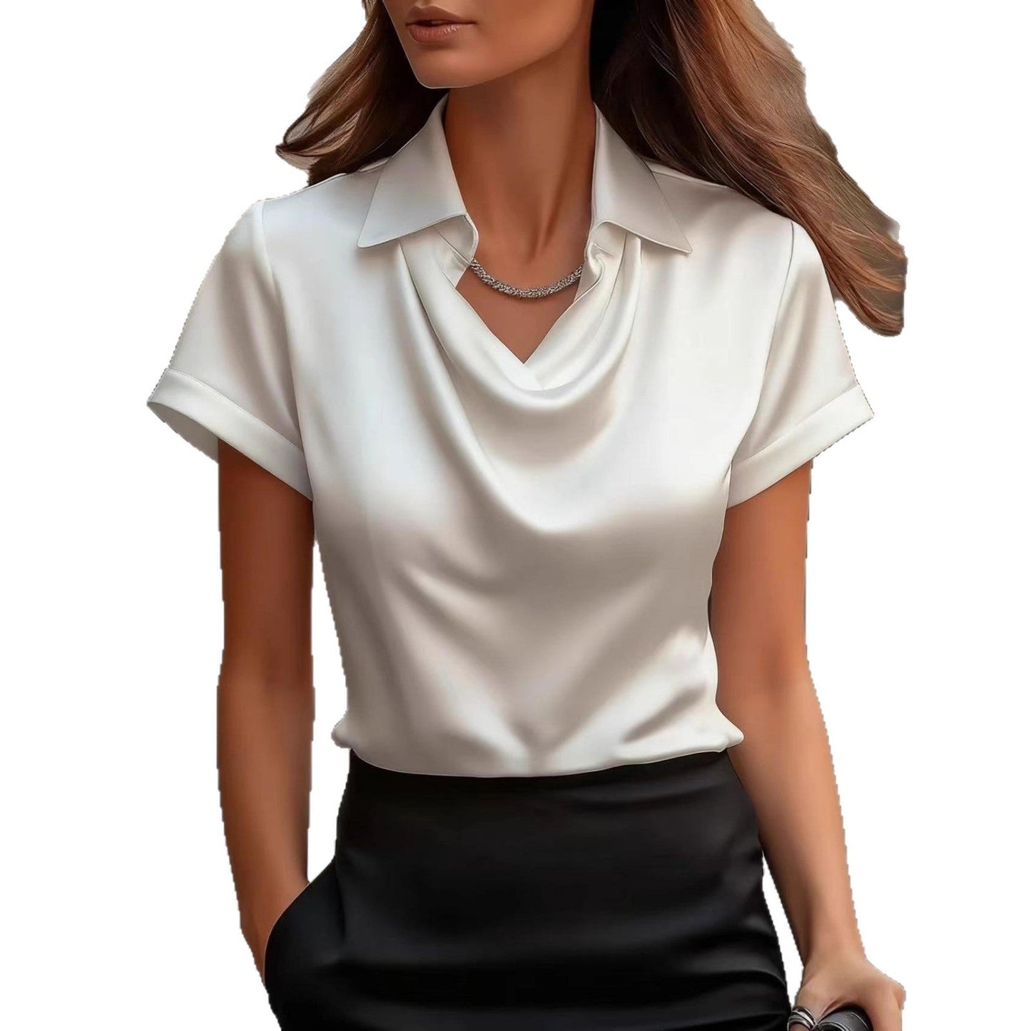 Elegancka satynowa bluzka z dekoltem w łódkę od Lidia Sek