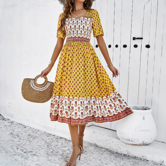 Sukienka midi Lidia Sek z nadrukiem w stylu boho na lato