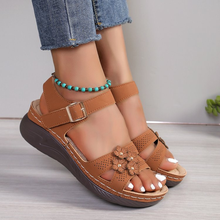 Floral Comfort Wedge Sandals by Lidia Sek