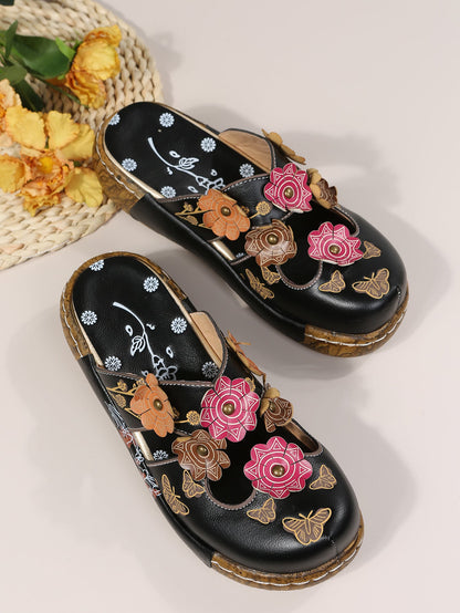Sandały Lidia Sek z okrągłym noskiem w stylu boho floral