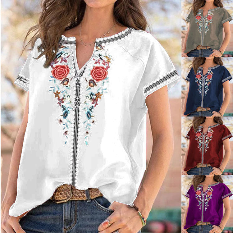 Ethnic Print Short Sleeve Top Lidia Sek