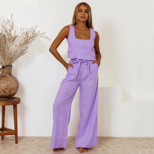 Relaxed Cotton Linen Vest Set by Lidia Sek