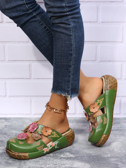 Sandały Lidia Sek z okrągłym noskiem w stylu boho floral