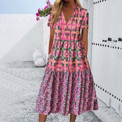 Vibrant Printed Lidia Sek Summer Midi Dress
