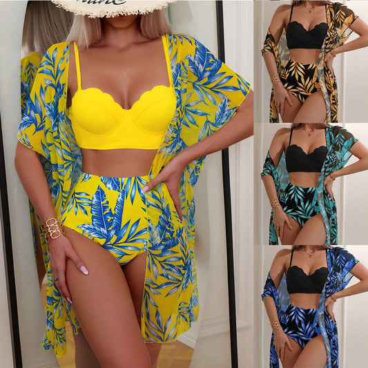 Vibrant Maple Leaf High Waist Bikini by Lidia Sek