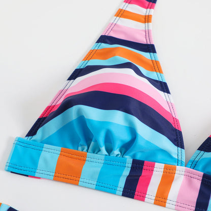 Bikini w paski z wysokim stanem marki Lidia Sek