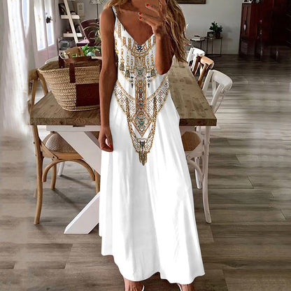 Sukienka maxi Lidia Sek z nadrukiem w stylu boho na lato