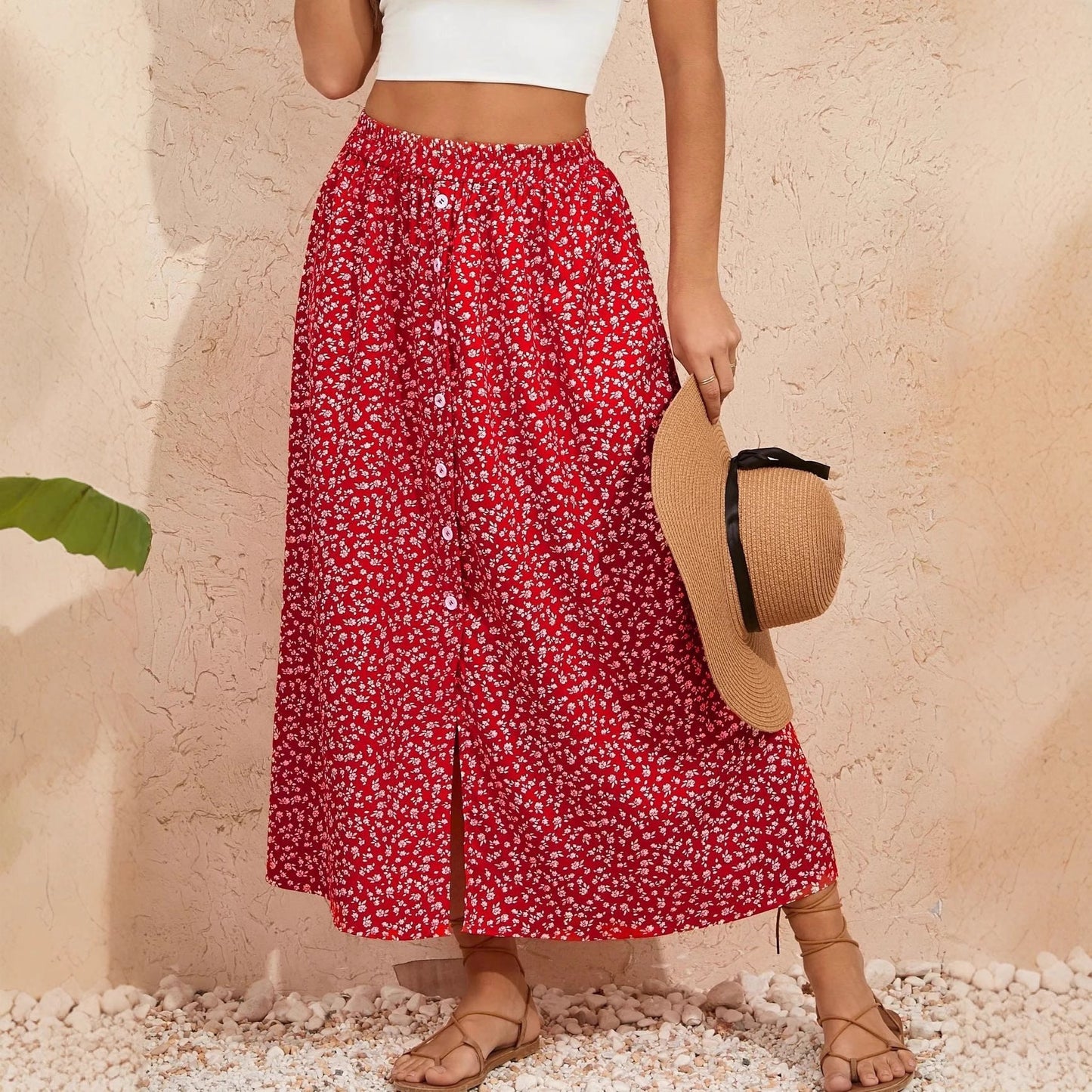 Pastoral Floral A-Line Skirt by Lidia Sek
