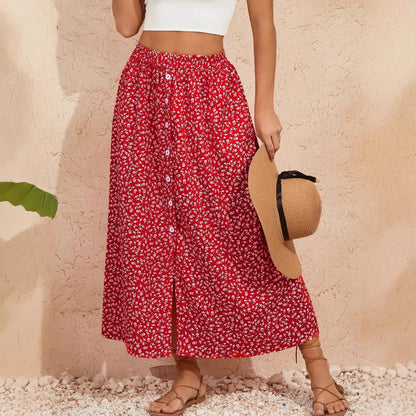 Pastoral Floral A-Line Skirt by Lidia Sek