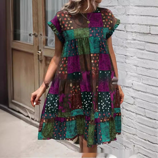 Sukienka midi Lidia Sek w stylu boho patchworkowym na lato