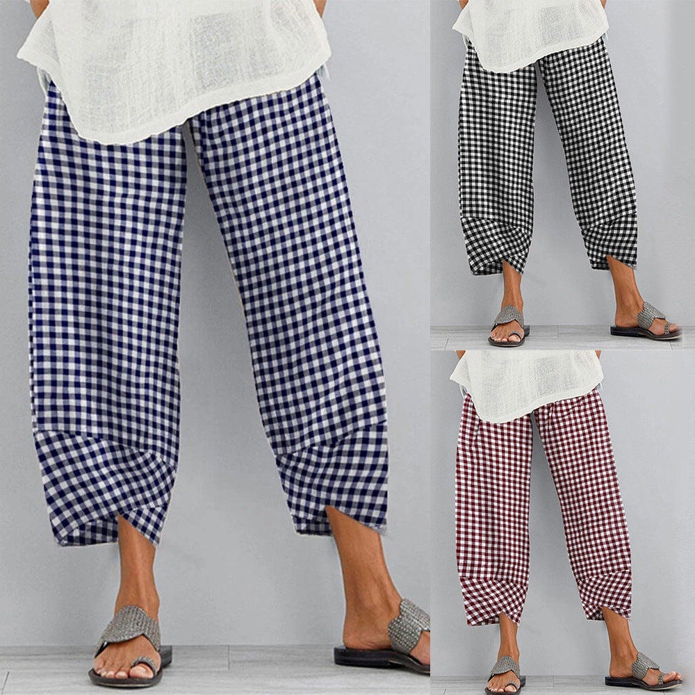 Versatile Checkered Cropped Pants by Lidia Sek