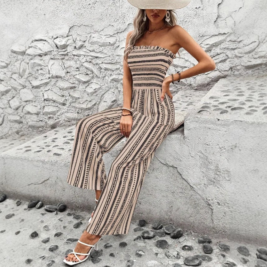 Chic Striped Lidia Sek Tube Top Jumpsuit