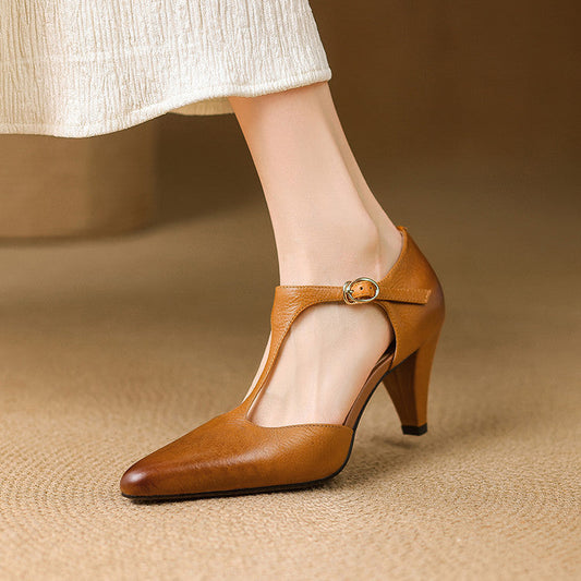 Retro T-Strap High Heel Sandals by Lidia Sek