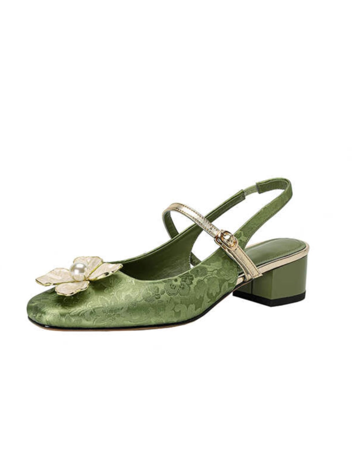 Vintage Floral Lidia Sek Kwadratowe Obcasy
