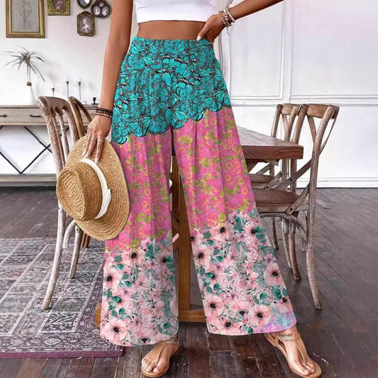 Elegant Floral High-Waisted Pants by Lidia Sek