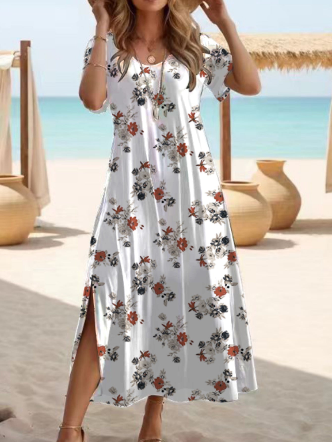Elegancka sukienka maxi z rozcięciem od Lidia Sek