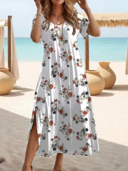 Elegancka sukienka maxi z rozcięciem od Lidia Sek