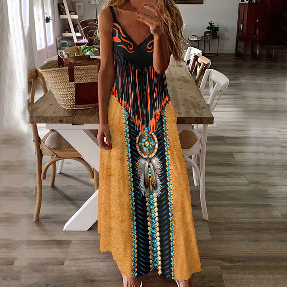 Sukienka maxi Lidia Sek z nadrukiem w stylu boho na lato