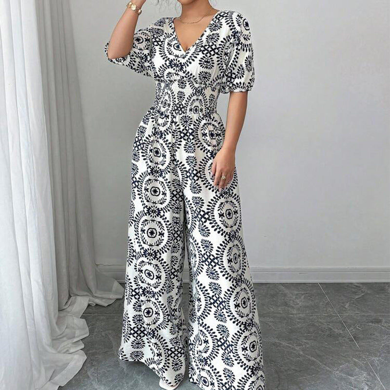 Elegancki kombinezon Lidia Sek z nadrukiem boho