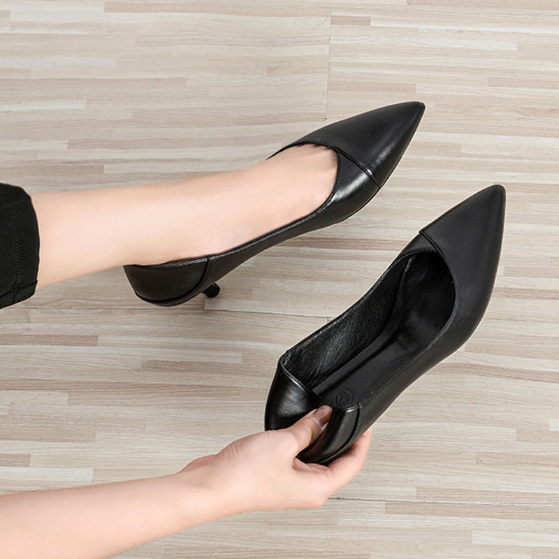 Elegant Black Sheepskin Heels by Lidia Sek