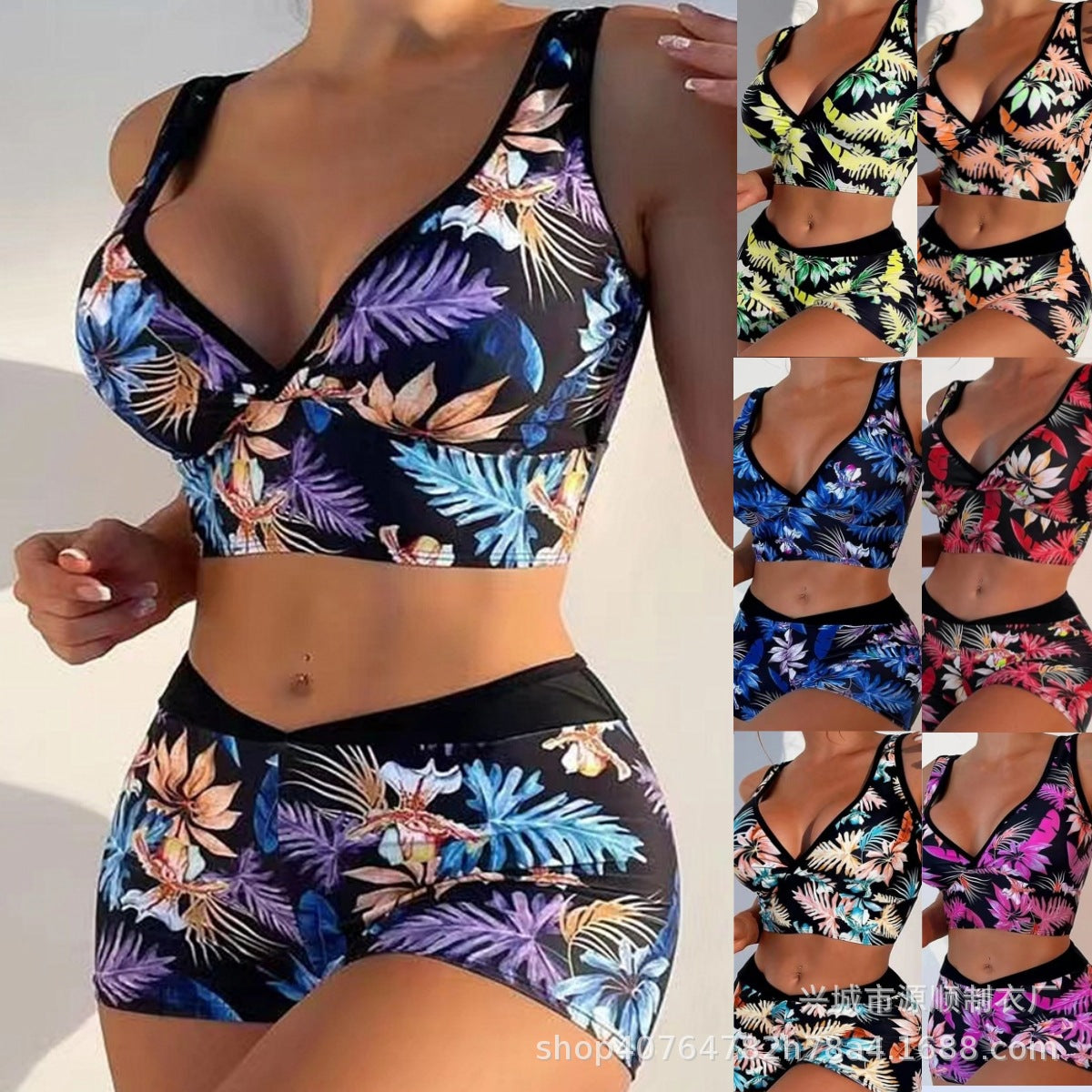 Vibrant Printed Boxer Bikini by Lidia Sek