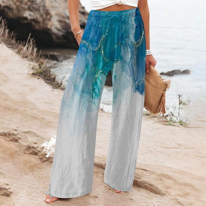 Spodnie damskie z szerokimi nogawkami Boho Botanical Lidia Sek