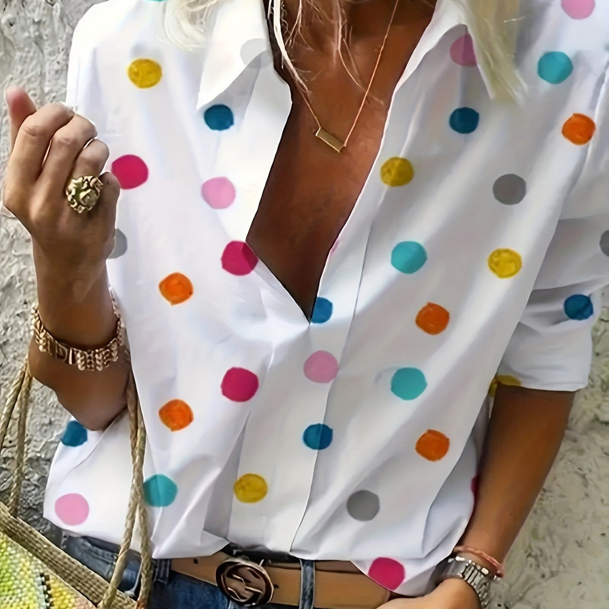 Playful Polka Dot Lidia Sek Everyday Blouse
