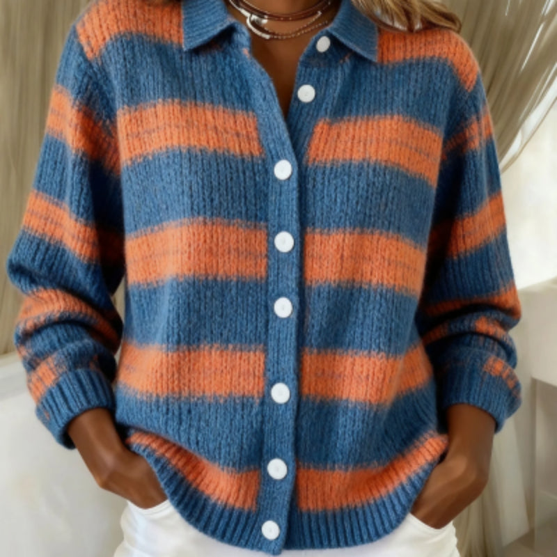 Cozy Stripe Cardigan Blouse by Lidia Sek