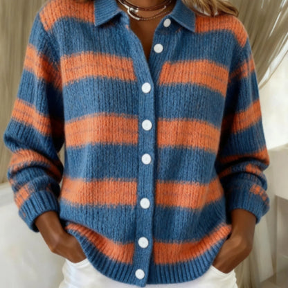 Cozy Stripe Cardigan Blouse by Lidia Sek